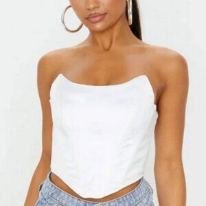 Corset featuring a white satin material